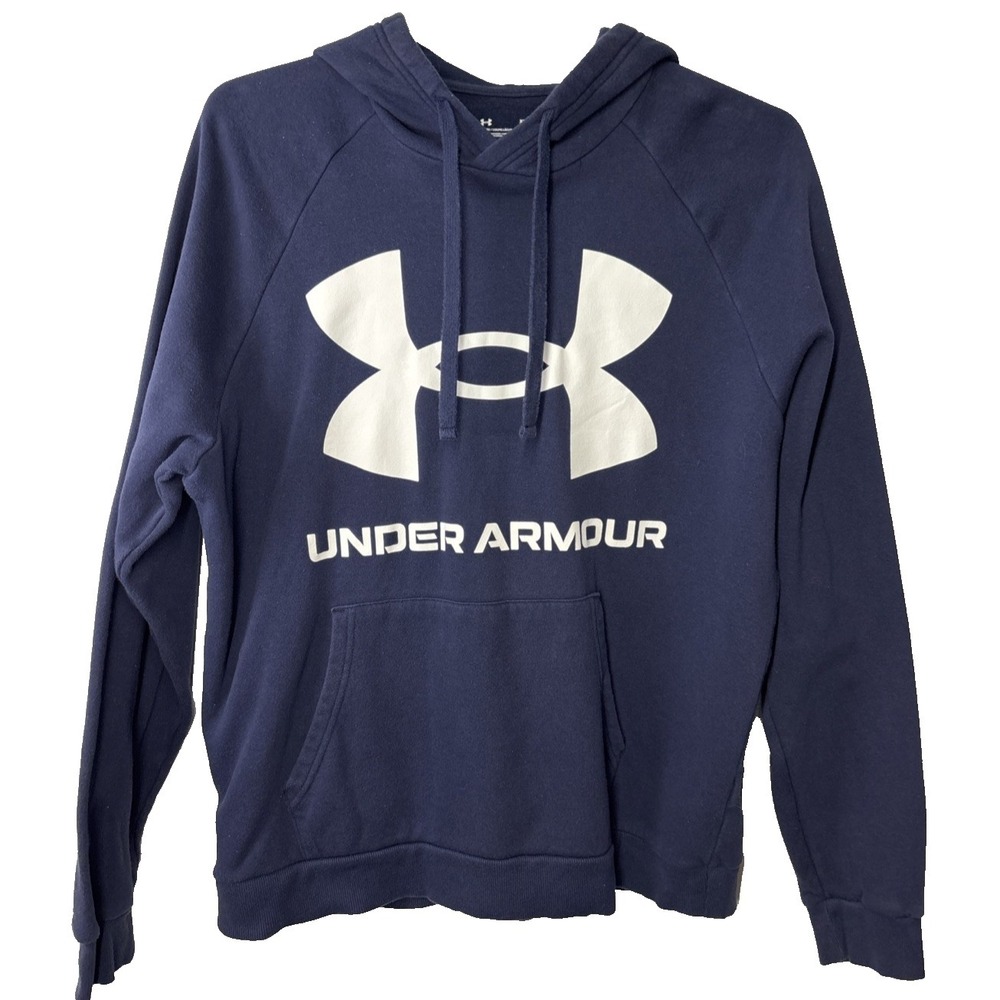 UNDER ARMOUR Loose Fit  Men's Sz XL Big Logo Navy Blue Hoodie Sweatshirt‎